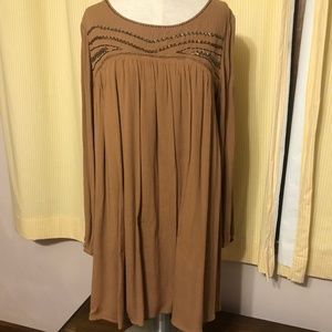 Modcloth Brown L Large Tunic Dress w/ Bead Detail
